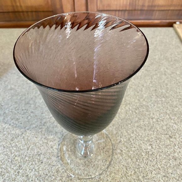 Mikasa Wine Water Goblets Amethyst Purple Swirl Glass Set of 3 - Picture 5 of 8